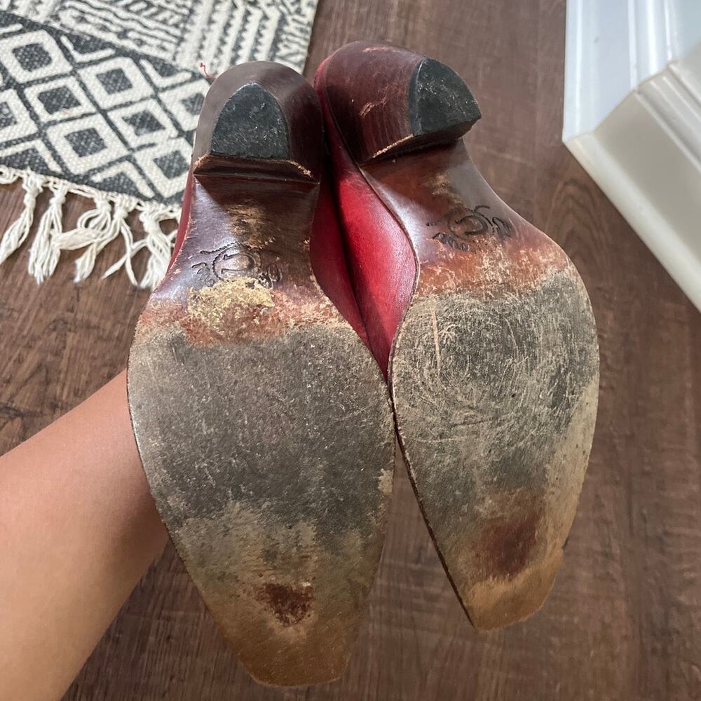 Charlie 1 Horse Artisan Handcrafted Western Mule / Clog Red Womens size 7 - Picture 4 of 6